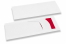 Pochettes à couverts blanc avec  incision + rouge serviette en papier | Paysdesenveloppes.fr