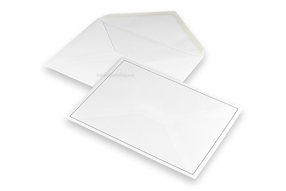Enveloppes pour faire-part de décès - Blanc + Simple bordure, 156 x 220 mm