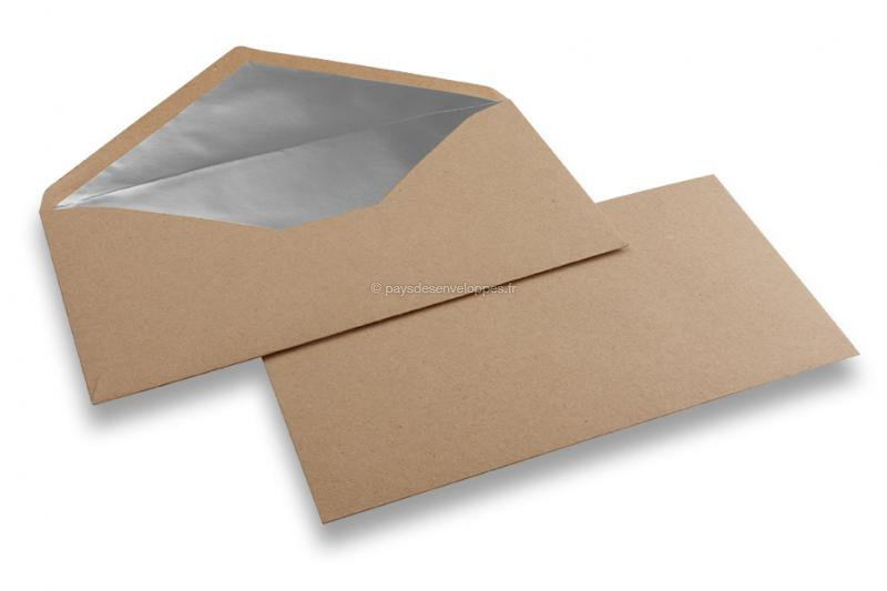 Enveloppes doublées papier kraft - 110 x 220 mm (EA 5/6) Argent