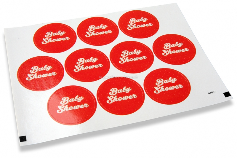 Pastilles adhésives thème naissance - babyshower rouge