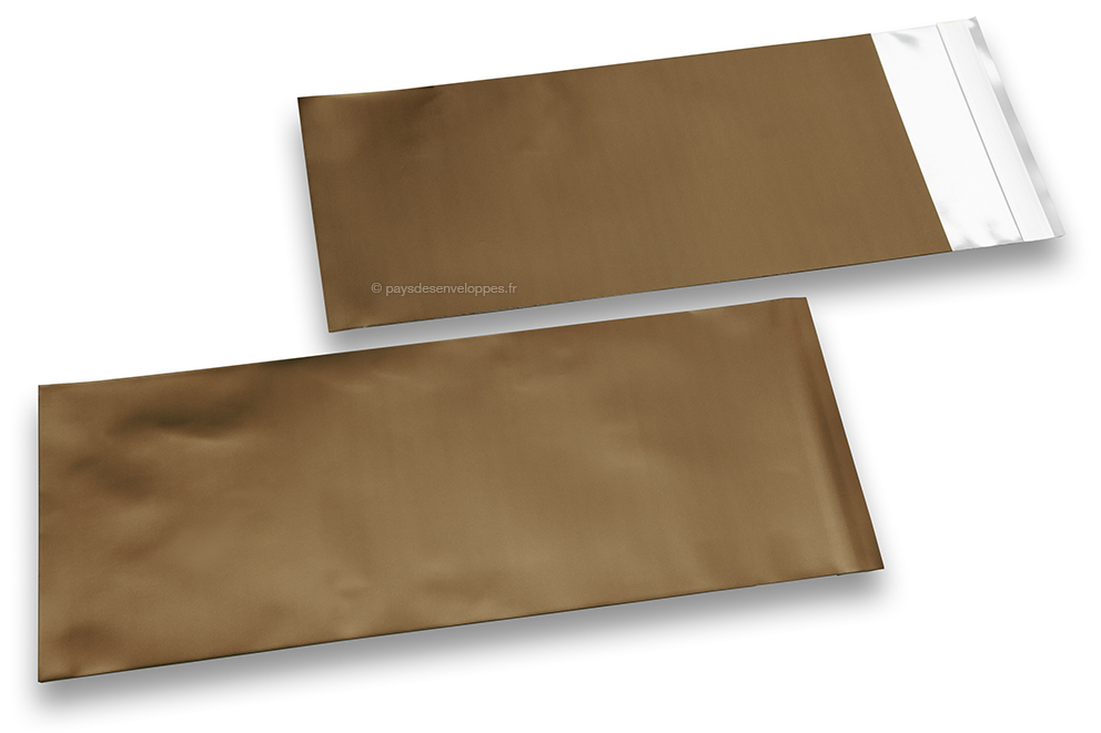 Enveloppes aluminium métallisées mat - bronze 110 x 220 mm