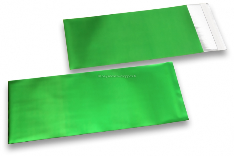 Enveloppes aluminium métallisées mat - vert 110 x 220 mm