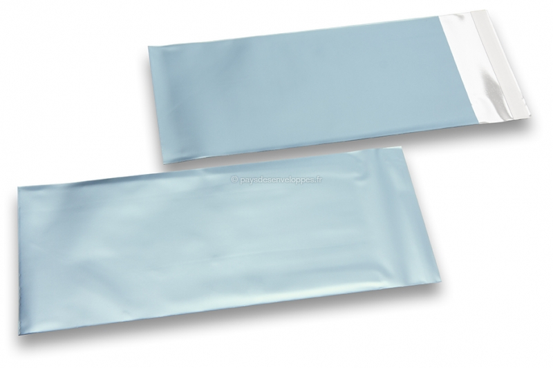 Enveloppes aluminium métallisées mat - bleu glacial 110 x 220 mm  