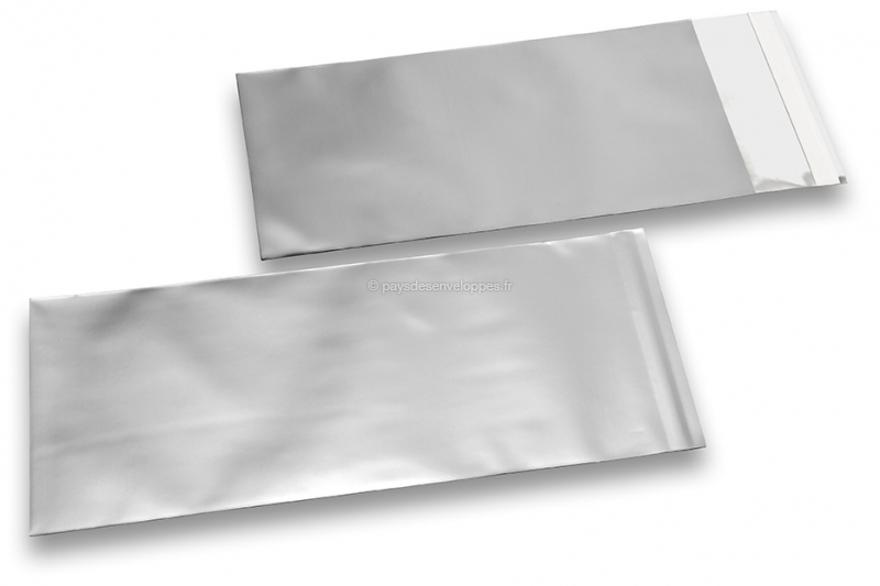 Enveloppes aluminium métallisées mat - argent 110 x 220 mm 