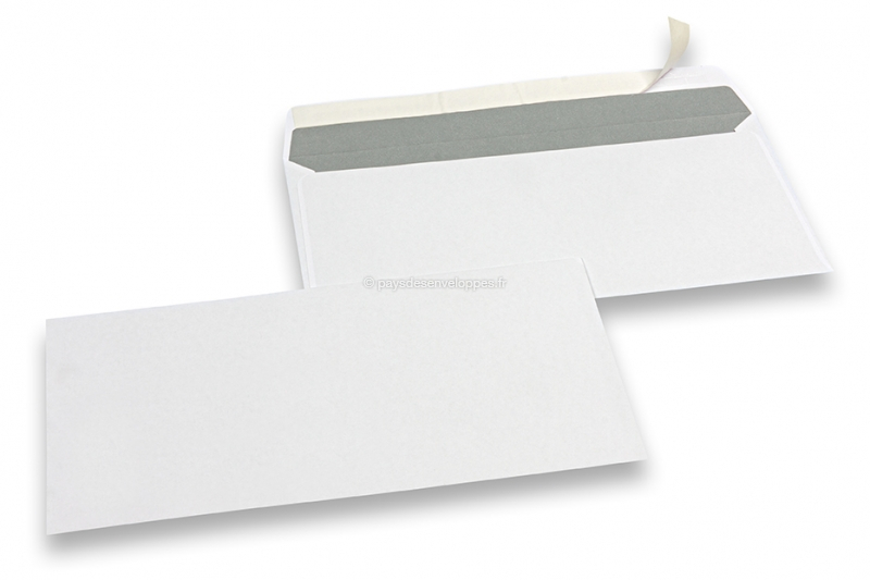 Enveloppes blanches en papier, 110 x 220 mm (DL), 80gr, bande adhésive
