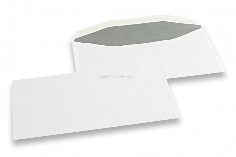 Enveloppes blanches en papier, 114 x 229 mm (US), 80gr, fermeture gommée