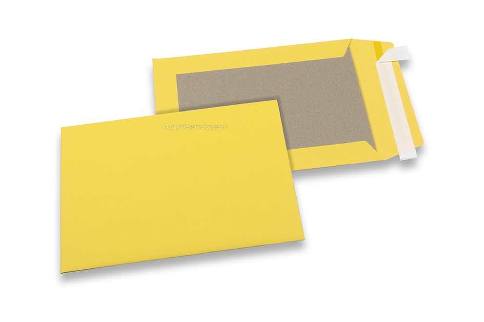 Enveloppes dos carton colorées - Jaune, 162 x 229 mm