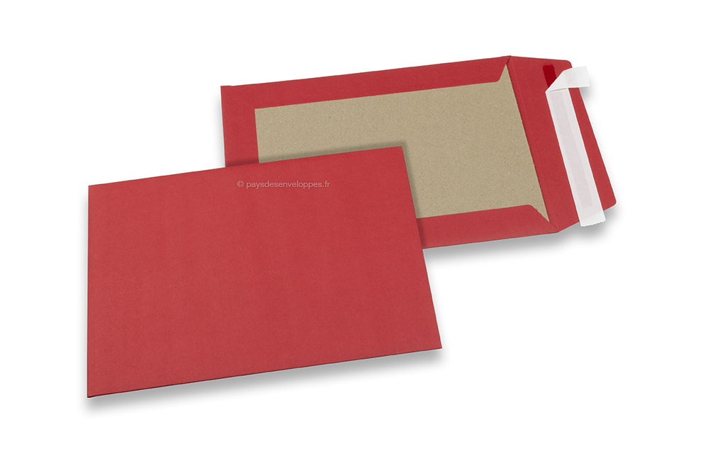 Enveloppes dos carton colorées - Rouge, 162 x 229 mm