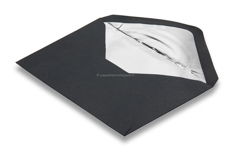 Enveloppes doublées noir - doublure argent