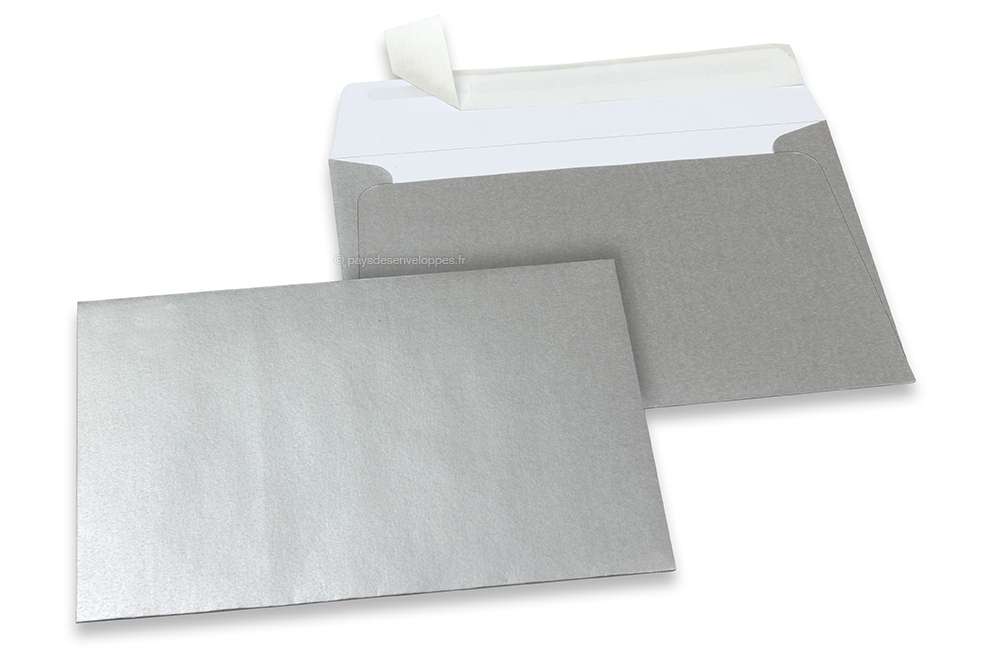 Enveloppes papier colorées - Argent, 114 x 162 mm