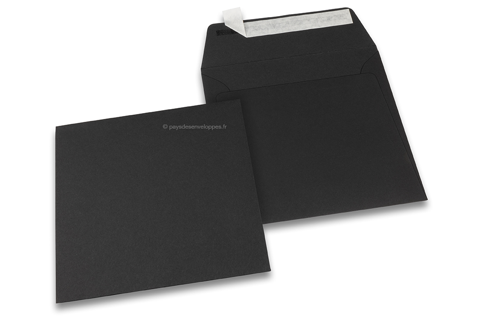 Enveloppes papier colorées - Noir, 160 x 160 mm