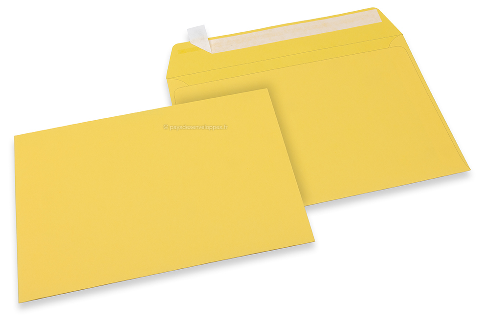 Enveloppes papier colorées - Jaune bouton d'or, 162 x 229 mm