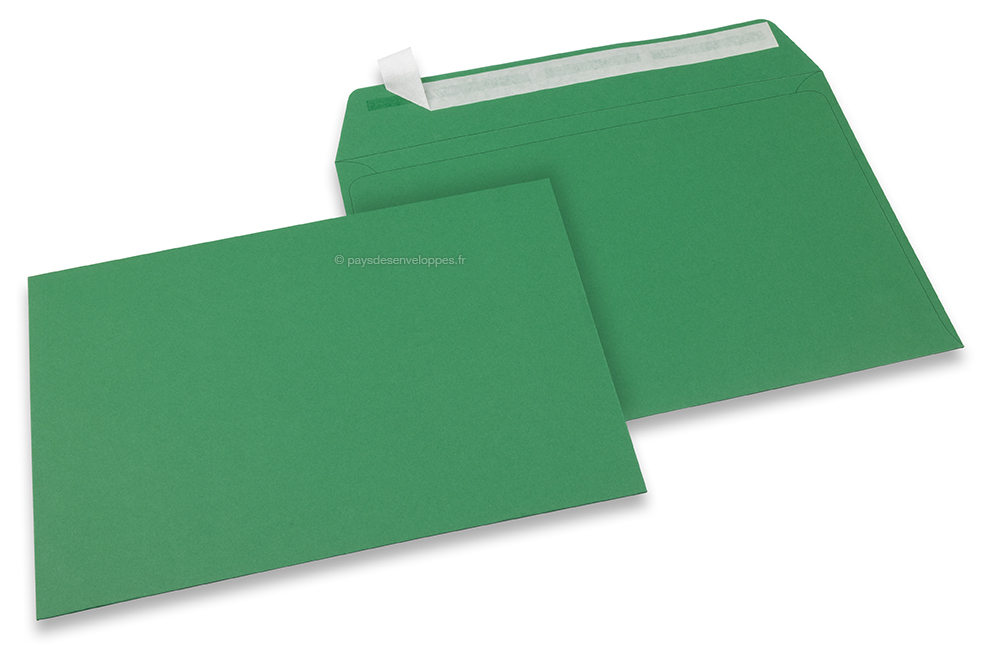 Enveloppes papier colorées - Vert foncé, 162 x 229 mm 