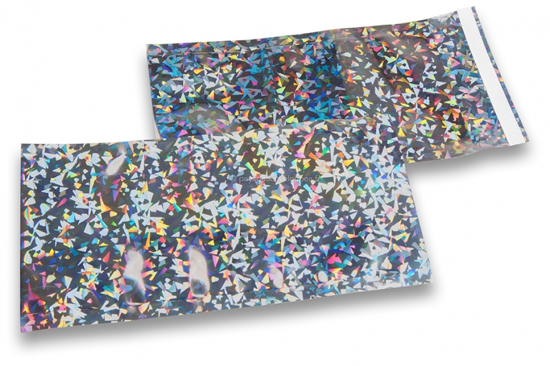 Enveloppes aluminium métallisées colorées - argent holographique 114 x 229 mm