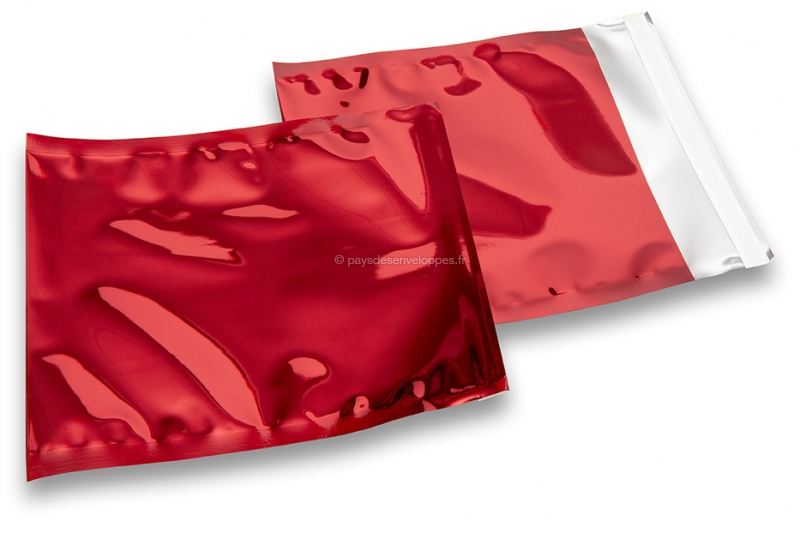 Enveloppes aluminium métallisées colorées - rouge 165 x 165 mm