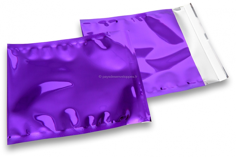 Enveloppes aluminium métallisées colorées - violet  165 x 165 mm