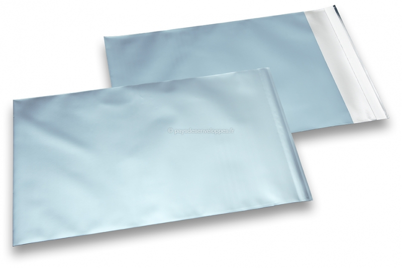 Enveloppes aluminium métallisées mat - bleu glacial 180 x 250 mm