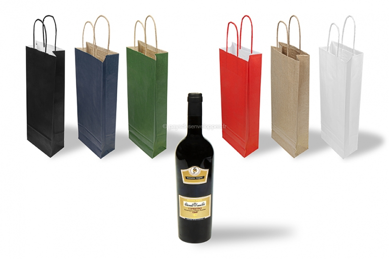 Disok Lot de 12 sacs pour bouteille de vin en papier kraft avec fenêtre couleur marron 