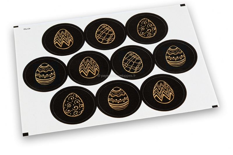 Pastilles adhésives thème Pâques - noir + jaune doré