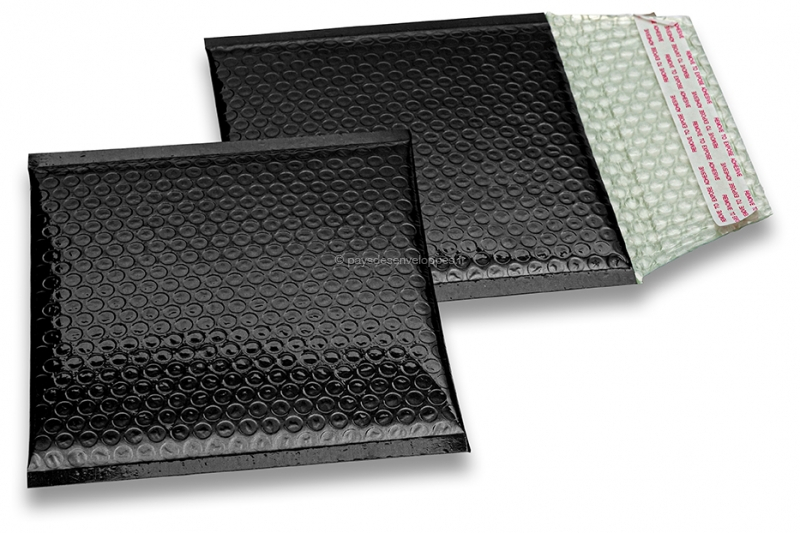 Enveloppes à bulles ECO métallique - noir 165 x 165 mm