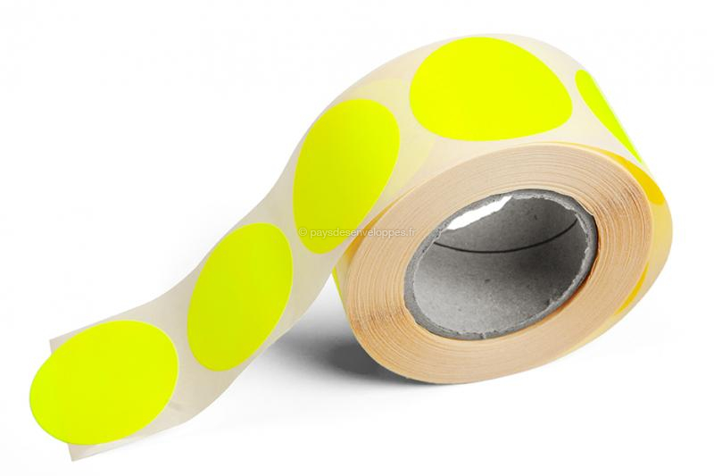 Étiquettes rondes colorées - Jaune fluorescent