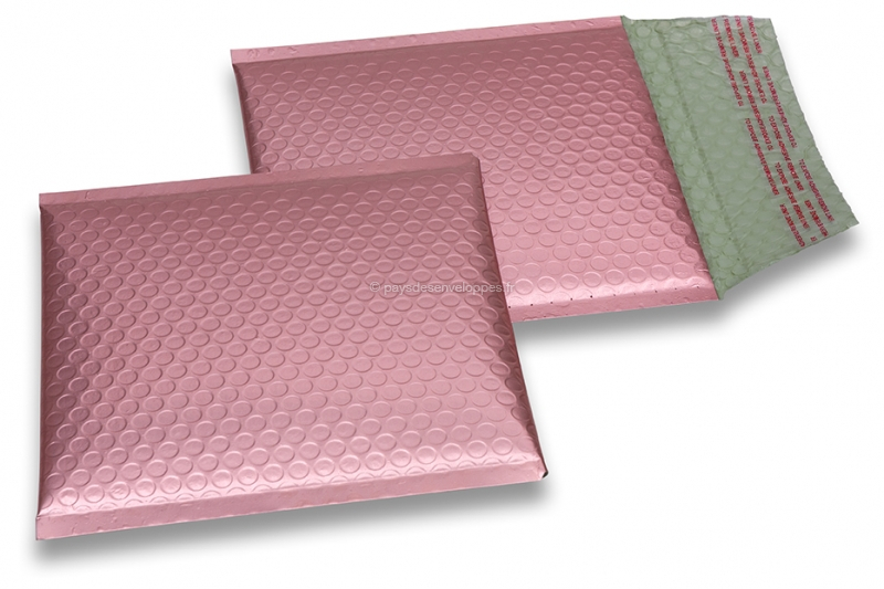 Enveloppes à bulles ECO métallisées mat colorées - doré rose 165 x 165 mm