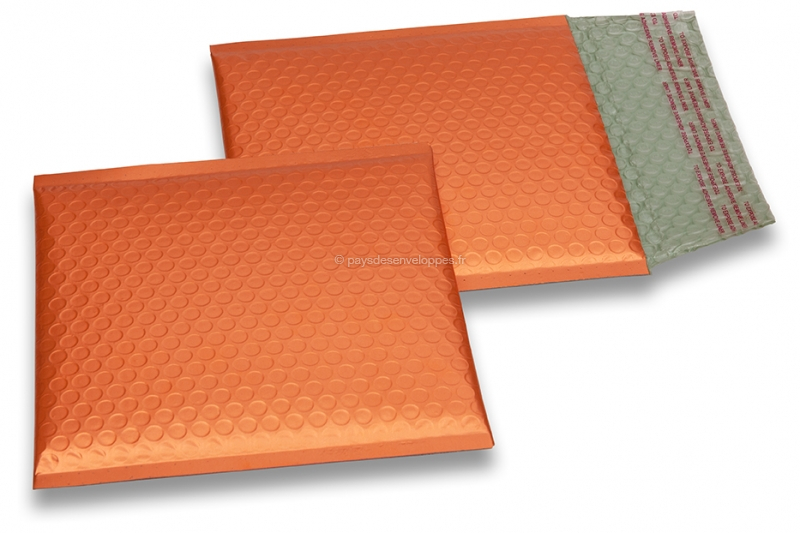 Enveloppes à bulles ECO métallisées mat colorées - orange 165 x 165 mm