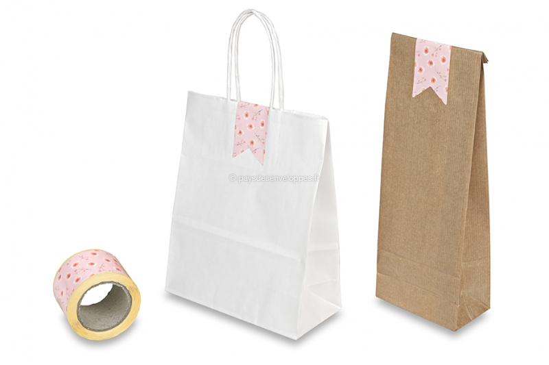 Sceau autocollant long préimprimé - fleurs