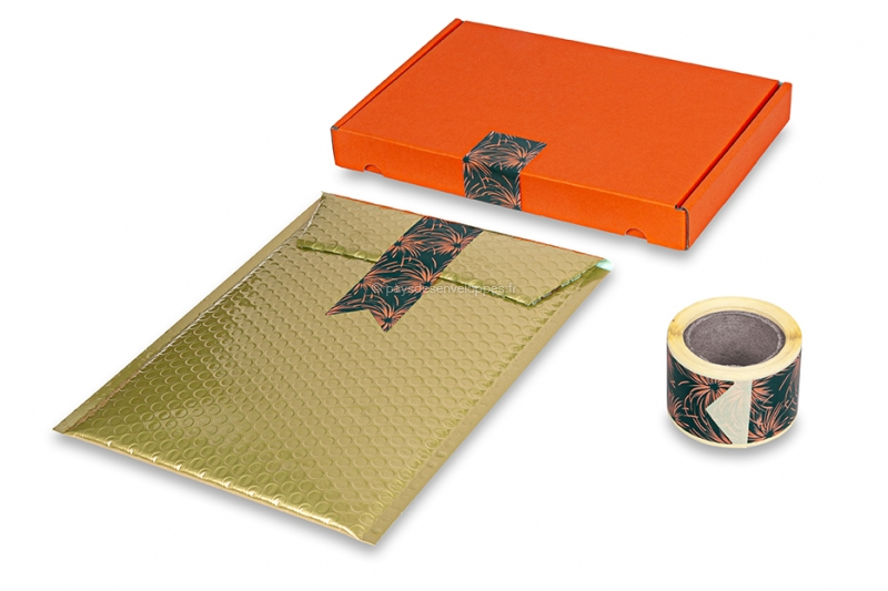 Sceau autocollant long préimprimé - feux d'artifice