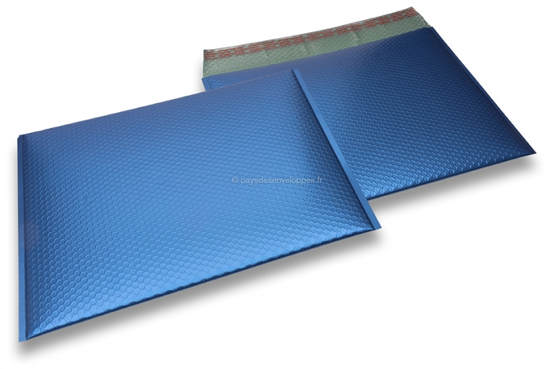 Enveloppes à bulles ECO métallisées mat colorées - bleu foncé 320 x 425 mm
