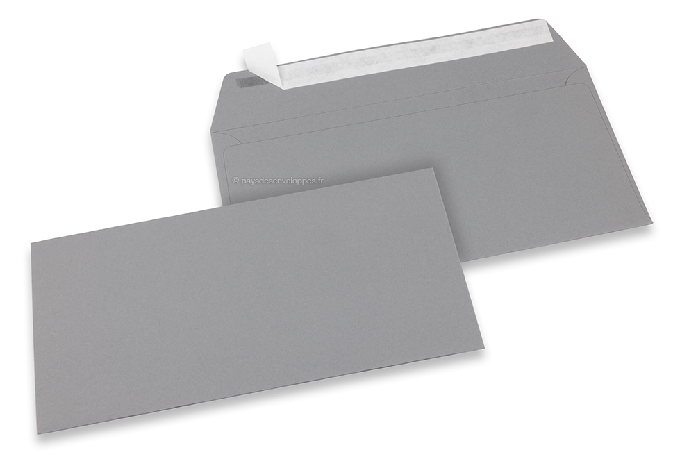 Enveloppes papier colorées - Gris, 110 x 220 mm