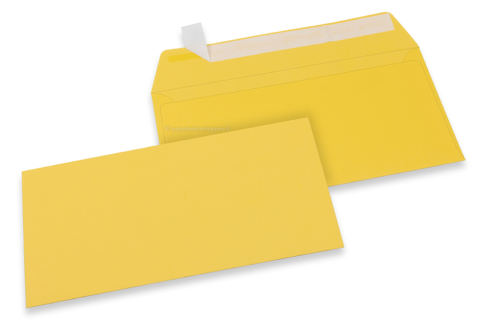Enveloppes papier colorées - Jaune bouton d'or, 110 x 220 mm