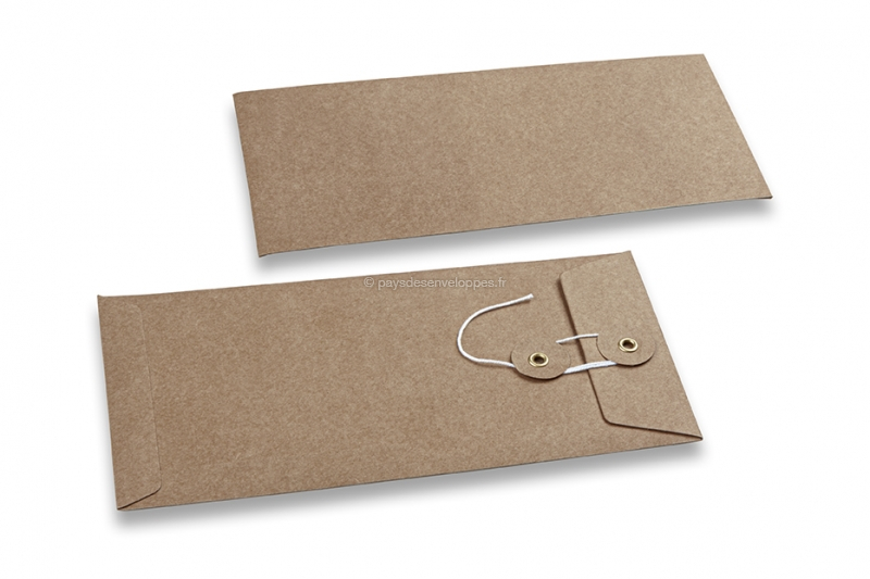 Enveloppes à fermeture Japonaise - 110 x 220 mm, kraft brun