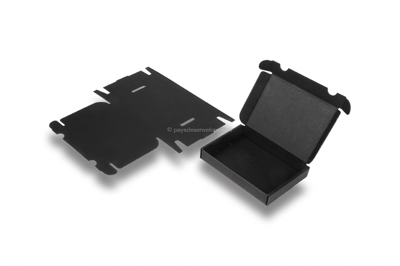 Boîte postale pliante noire extra-plate - avec intérieur noir, 160 x 120 x 25 mm