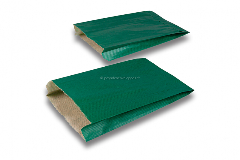 Sachets cadeaux en papier kraft couloré - vert foncé, 150 x 210 x 40 mm