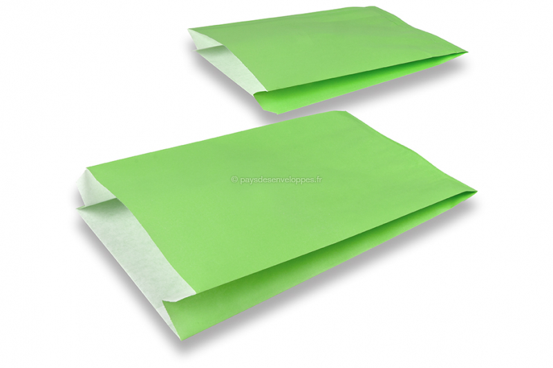 Sachets cadeaux en papier kraft couloré - vert, 200 x 320 x 70 mm
