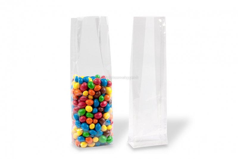 Sachets transparents avec fond plat - 80 x 280 x 50 mm, 850 ml