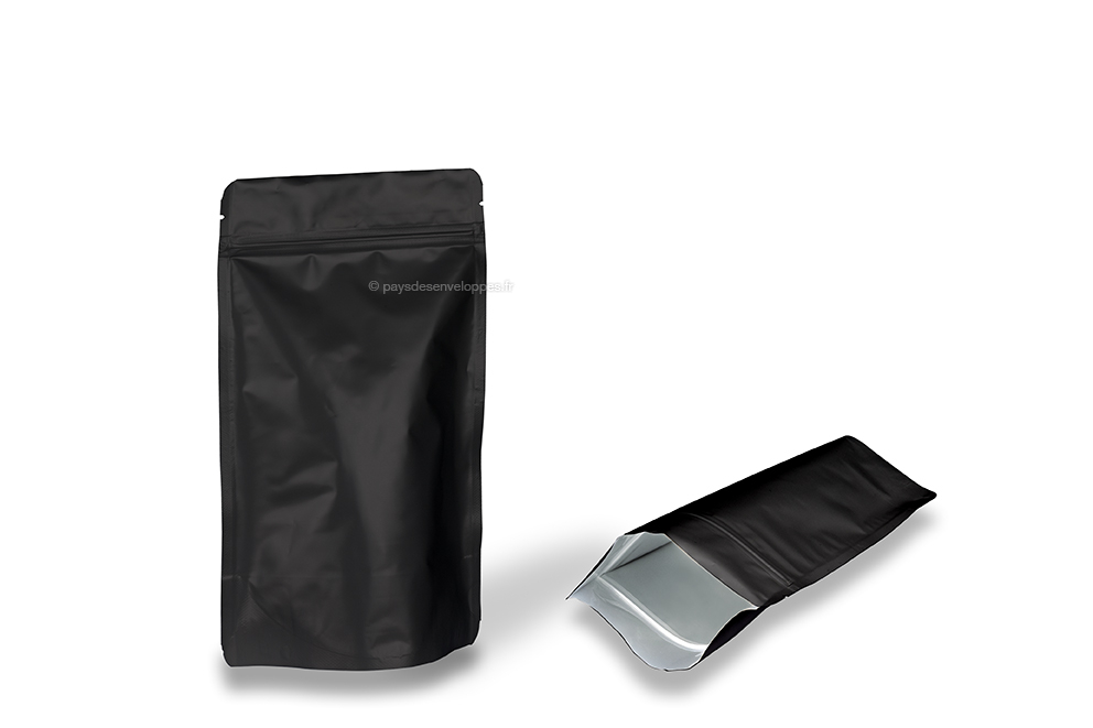 Sachets stand-up mat noir - 130 x 225 x 70 mm, 500 ml