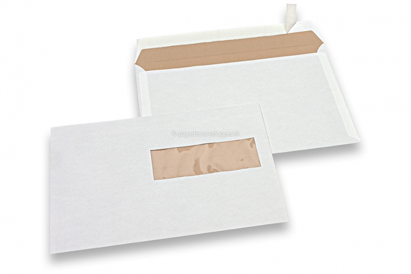 Enveloppes blanc cassé à fenêtre, 162 x 229 mm (C5), fenêtre à droite 40 x 110 mm, position de la fenêtre à 15 mm du droit et à 72 mm du bas, 90 gr.