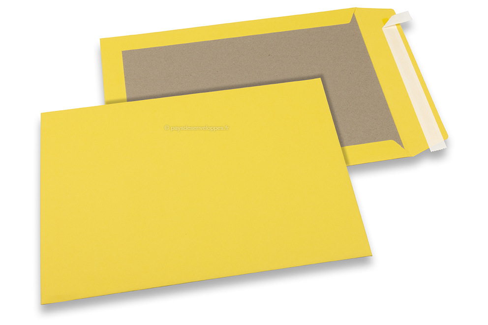 Enveloppes dos carton colorées - Jaune, 229 x 324 mm