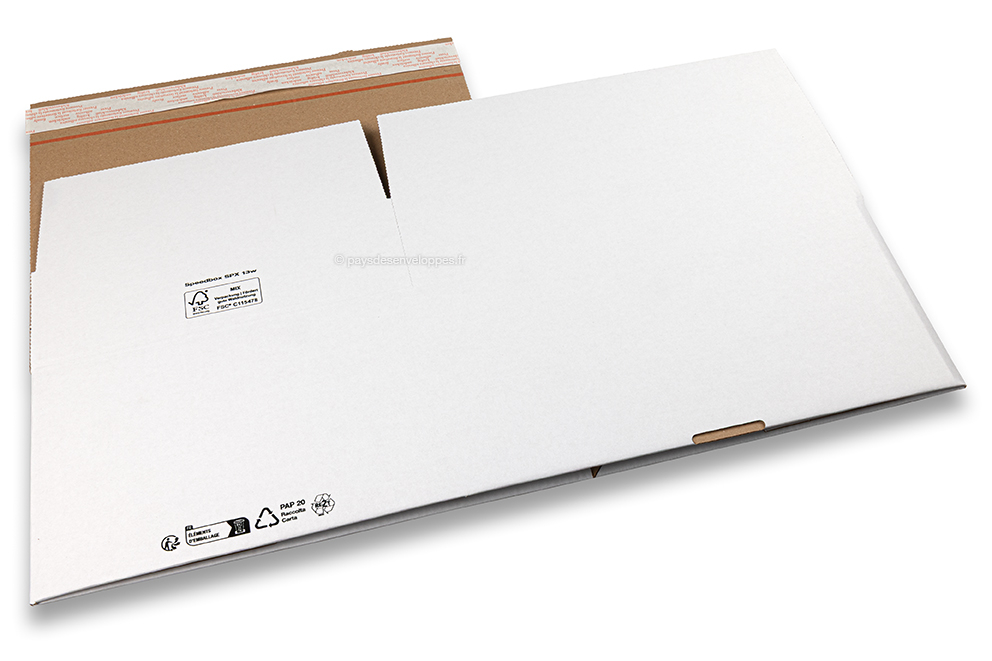 Caisse carton fond automatique - blanc, 370 x 280 x 173 mm - SPX13