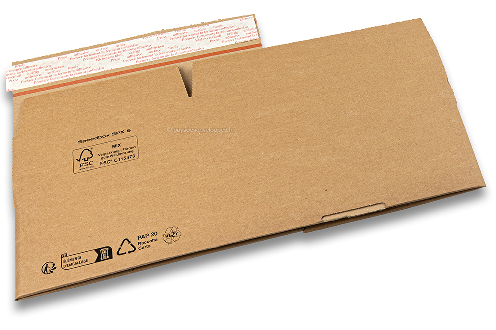 Caisse carton fond automatique - marron, 230 x 130 x 80 mm - SPX5