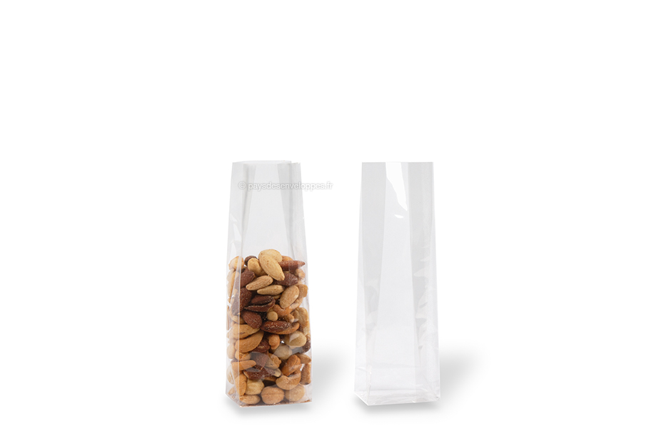 Sachets transparents avec fond plat - 60 x 150 x 40 mm, 250 ml | Paysdesenveloppes.fr