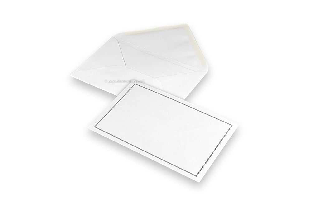 Enveloppes pour faire-part de décès -  Blanc + Double bordure, 120 x 185 mm