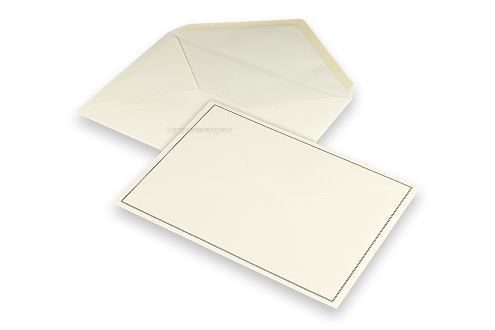 Enveloppes pour faire-part de décès - Crème + Double bordure, 156 x 220 mm